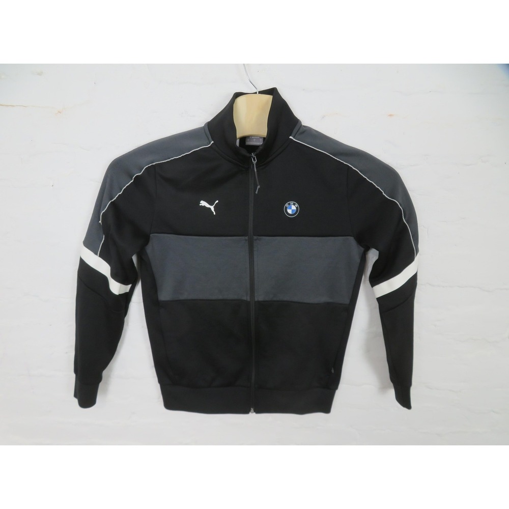 Puma BMW Motorsport Track Jacket Mens Small Black Gray Full Zip Racing BMW